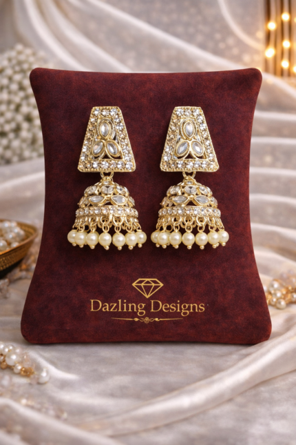 Kundan Pearl Jhumka Earrings