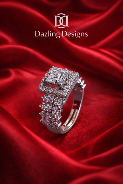 Regal Spark Square Crystal Ring