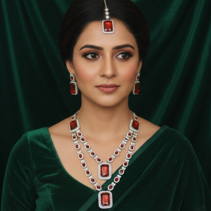 Ruby Red & Silver Stone Set