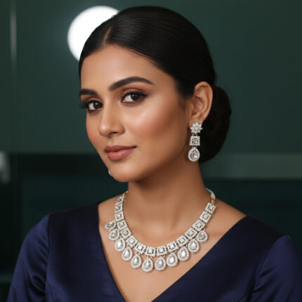 Silver white stone Necklace