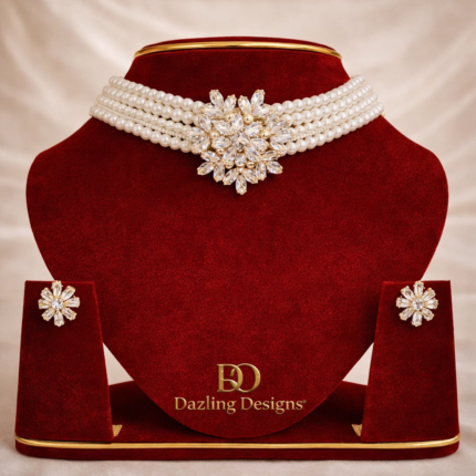 Ivory Bloom Pearl Choker Set,
