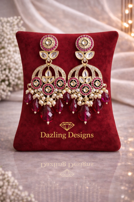 Magenta Chandbali Statement Earrings