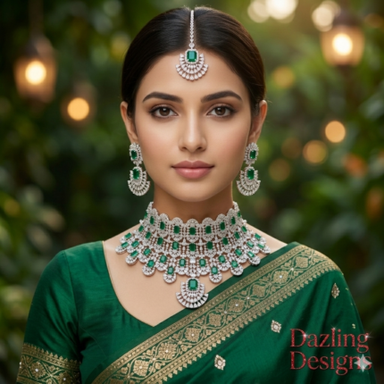 The Emerald Royale Diamond-Finish Bridal Choker Set