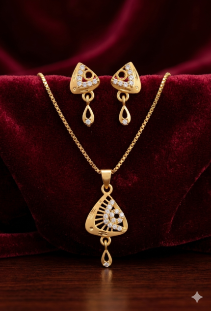 The Royal Aura Geometric Pendant & Earrings Set